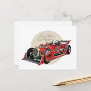 Custom retro race car concept postcard