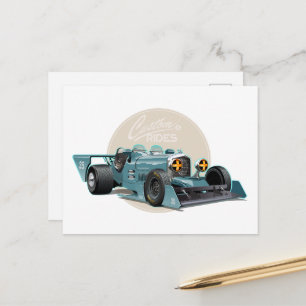 Custom retro race car concept postcard