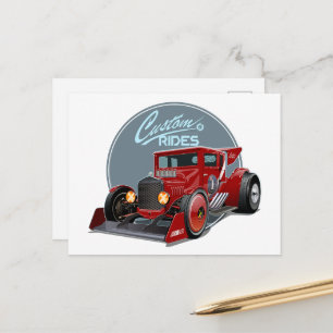 Custom retro race car concept postcard