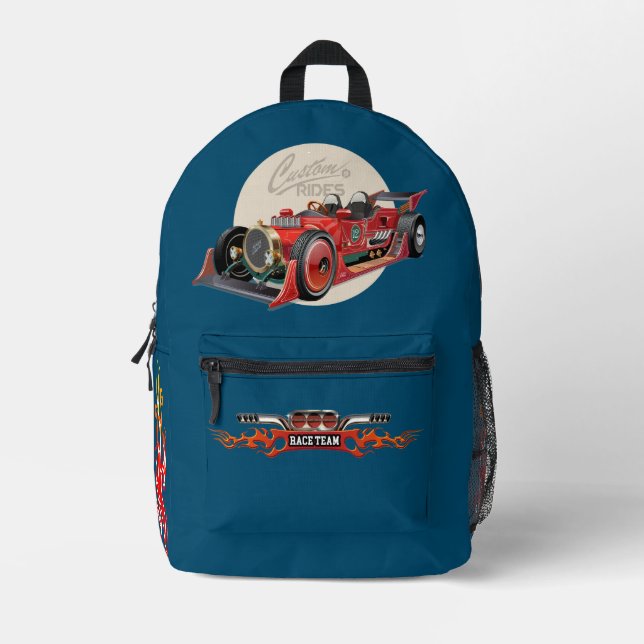 Custom retro race car printed backpack (Front)