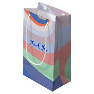 Custom Retro Rainbow Swirl Thank You Small Gift Bag