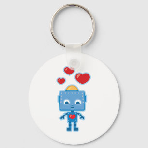 Custom Retro Robot Art Personalised Key Ring
