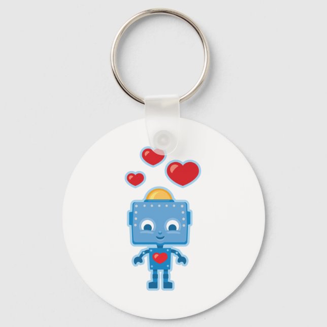 Custom Retro Robot Art Personalised Key Ring (Front)