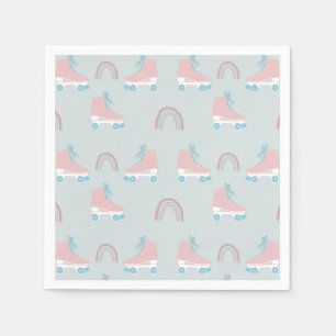 Custom Retro Roller-skate Pink Blue Painting Napkin