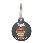 Custom Retro Sock Monkey Dog Pet Tag