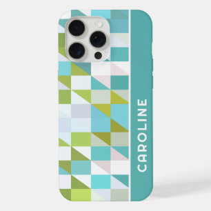 Custom Retro Squares Triangles Polygon Art Pattern iPhone 15 Pro Max Case