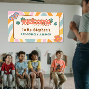 Custom Retro Style Welcome Teacher's Classroom Banner