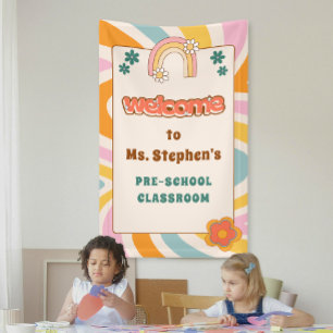 Custom Retro Style Welcome Teacher's Classroom Banner