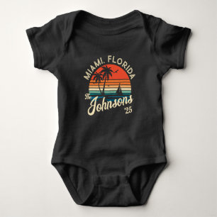 Custom Retro Sunset Family Beach Vacation Matching Baby Bodysuit