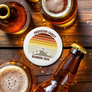 Custom Retro Sunset Mountain Family Reunion Party Bottle Opener