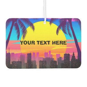 Custom Retro Synthwave Palm Trees City Car Air Freshener