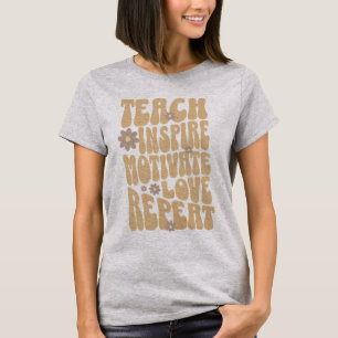 Custom Retro Teacher Inspire Motivate Love Repeat  T-Shirt