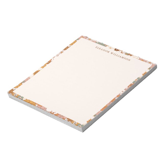 Custom Retro Terracotta Boho Floral Bridal Shower Notepad (Rotated)