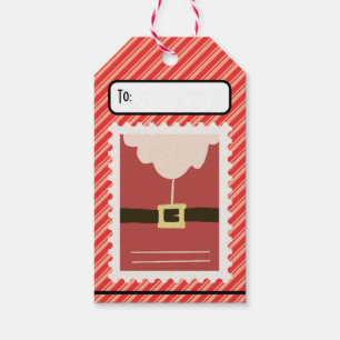 Custom Retro Vintage Paper Stamp Santa Suit Gift Tags