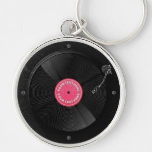 Custom Retro Vinyl Record Turntable Music  Key Ring