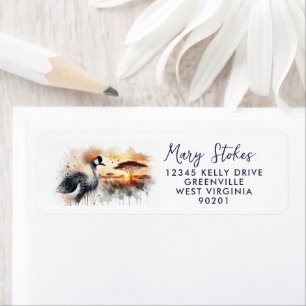 Custom Return Address Envelope   Crane Bird Water  Label