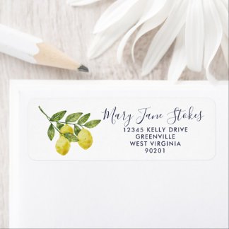 Custom Return Address Envelope | Watercolor Lemon Label