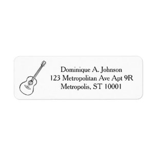 Custom Return Address Label, Guitar Drawing Label
