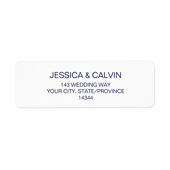 Custom Return Address Labels Navy Blue Text (Front)