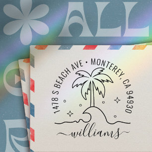 Custom Return Address Stamp with palm tree- custom