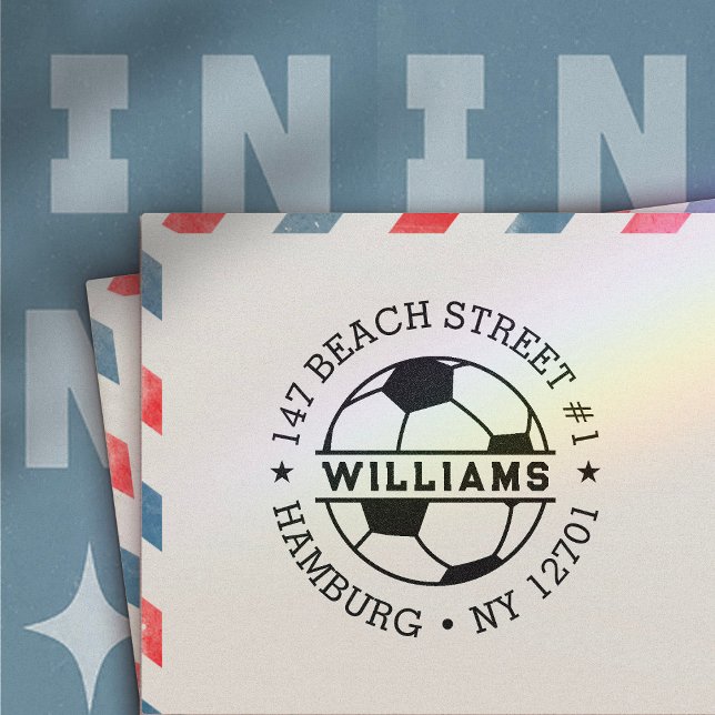 Custom Return Soccer Family Address Self-inking Stamp (Creator Uploaded)