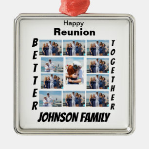 Custom Reunion 11 Photo Collage Metal Ornament