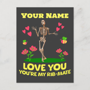 Custom Rib Mate Skeleton Love Gift Gothic Holiday Postcard