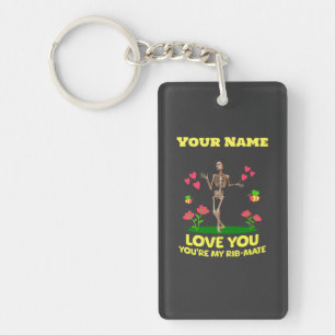 Custom Rib Mate Skeleton Love Gift Gothic Key Ring