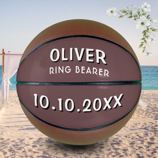 Custom Ring Bearer Name Wedding Date Keepsake Basketball (Creator Uploaded)