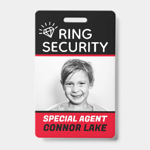 Custom Ring Security Ring Bearer Wedding Security ID Badge