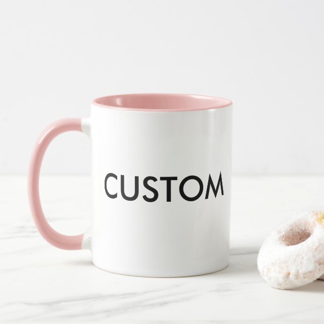 Custom Ringer 11oz Mug - PINK Lip & Handle (With Donut)