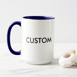 Custom Ringer 15oz Mug - NAVY BLUE Lip & Handle