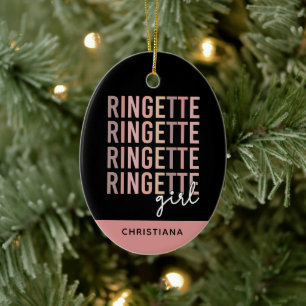 Custom Ringette Girl Gifts for Ringette Player Ceramic Ornament