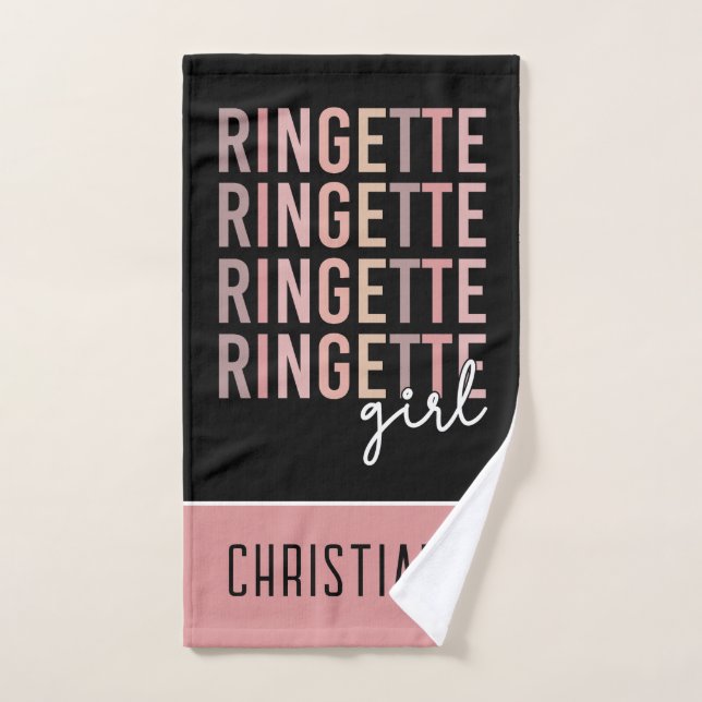 Custom Ringette Girl | Gifts for Ringette Player Hand Towel (Hand Towel)