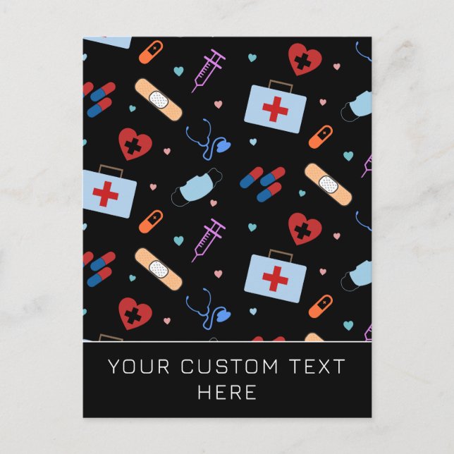 Custom RN Nurse | Doctor Medical Pattern Postcard (Front)
