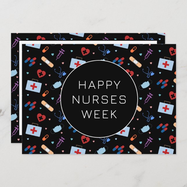 Custom RN Nurses Week | Doctor Medical Pattern Thank You Card (Front/Back)
