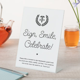 Custom RN Nursing School Graduation Guest Book Pedestal Sign