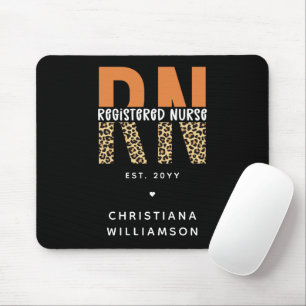 Custom RN Registered Nurse Leopard Typography Mouse Pad