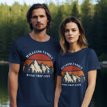 Custom Road Trip Mountain Sunset Family Reunion T-Shirt<br><div class="desc">This cool retro sunset over rocky mountains in nature makes a great image for a set of customised t-shirts for a family reunion, road trip, or summer vacation. Commemorate your holiday week with matching tees for mum, dad, brother and sister. Just add your own last name and the year with...</div>