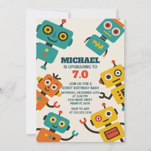 Custom Robot Birthday Invitation