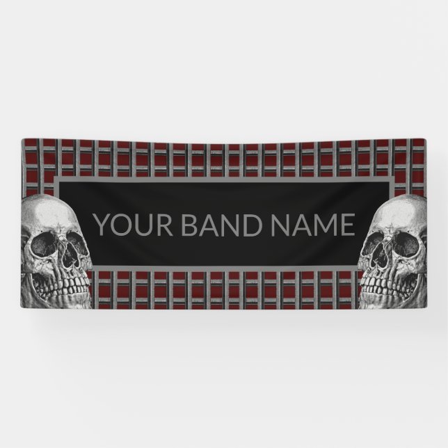 Custom Rock Band Skull Heavy Metal Music Festival Banner (Horizontal)