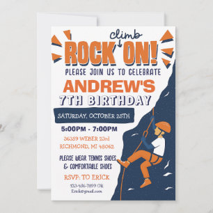 Custom Rock Climbing Birthday Party Invitation