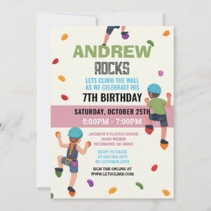 Custom Rock Climbing Birthday Party Invitation