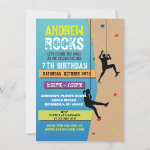 Custom Rock Climbing Birthday Party Invitation