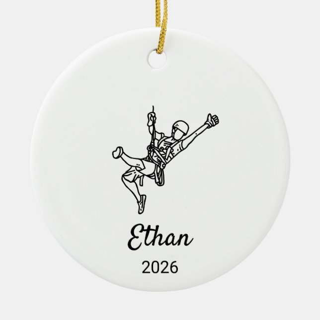 Custom Rock Climbing, Gift for boy Ceramic Ornament (Front)