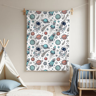 Custom Rocket Blanket Planets Gift for Baby Boy
