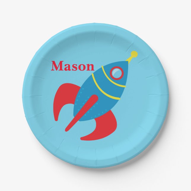 Custom Rocketship Paper Plate (Front)