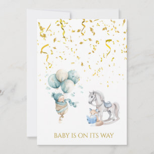 Custom Rocking horse Fox reading Baby Shower Invitation