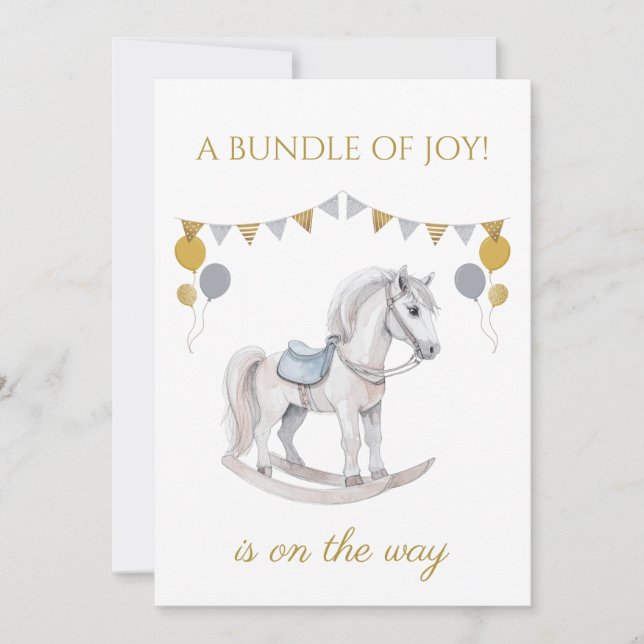 Custom Rocking horse with bunting flags Invitation (Front)