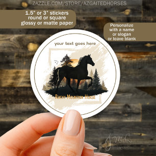 Custom Rocky Mountain Horse Sunset Silhouette Classic Round Sticker
